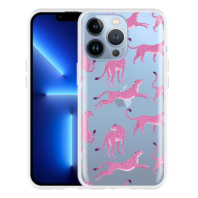 Cazy Hoesje geschikt voor iPhone 13 Pro - Roze Cheeta's