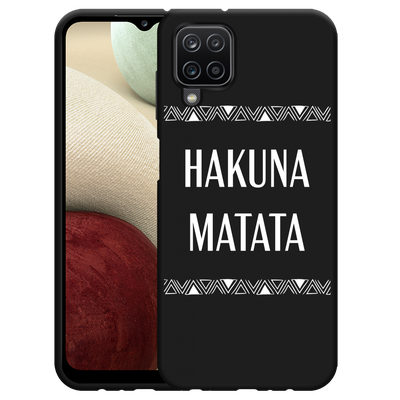 Cazy Hoesje Zwart geschikt voor Samsung Galaxy A12 - Hakuna Matata white