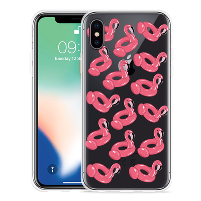 Cazy Hoesje geschikt voor iPhone X - Inflatable Flamingos