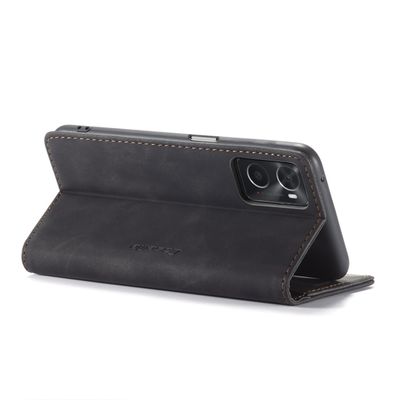 Caseme Hoesje geschikt voor Oppo A76/A96 - Retro Wallet Case - Zwart