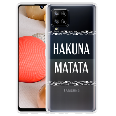 Cazy Hoesje geschikt voor Samsung Galaxy A42 - Hakuna Matata white