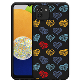 Hoesje Zwart geschikt voor Samsung Galaxy A03 - Doodle hearts