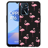 Hoesje Zwart geschikt voor Oppo A16/A16s - Flamingo