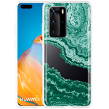 Hoesje geschikt voor Huawei P40 Pro - Turquoise Marble Art