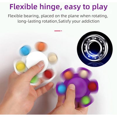 Cazy 3x Fidget Spinner met Pop Up Bubble - Face Changing - Zwart/Blauw/Paars