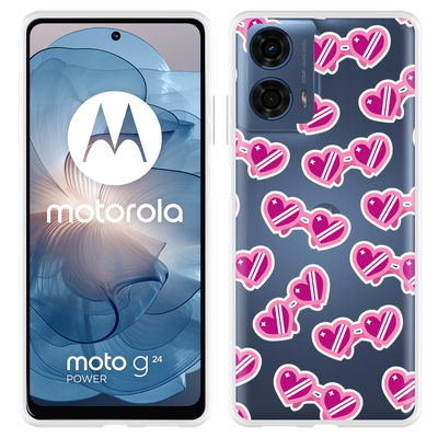 Cazy Hoesje geschikt voor Motorola Moto G04/G04s/G24/G24 Power Hartjes Zonnebrillen