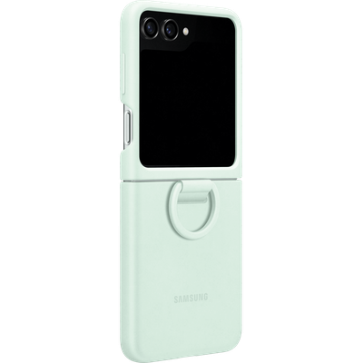 Samsung Hoesje geschikt voor Samsung Galaxy Z Flip5 - Siliconen Cover met Ring - Mint