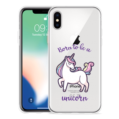 Cazy Hoesje geschikt voor iPhone X - Born to be a Unicorn