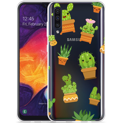 Cazy Hoesje geschikt voor Samsung Galaxy A50 - Happy Cactus