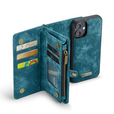 Caseme Hoesje geschikt voor iPhone 16  - Luxe Leren Portemonnee Hoesje - Blauw