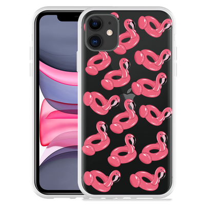 Cazy Hoesje geschikt voor iPhone 11 - Inflatable Flamingos