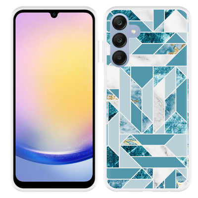 Cazy Hoesje geschikt voor Samsung Galaxy A25 Blauw Marmer Patroon