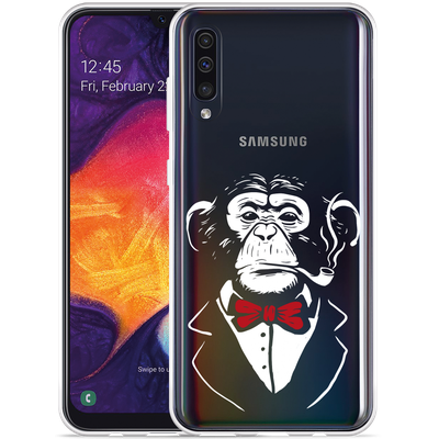 Cazy Hoesje geschikt voor Samsung Galaxy A50 - Smoking Chimp