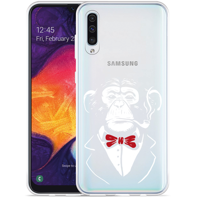Cazy Hoesje geschikt voor Samsung Galaxy A50 - Smoking Chimp