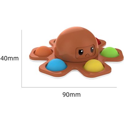 Cazy Fidget Spinner met Pop Up Bubble - Face Changing Octopus - Oranje