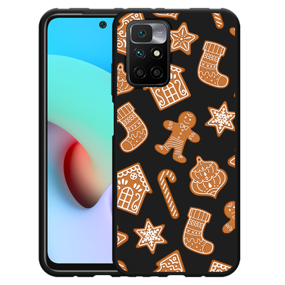 Cazy Hoesje Zwart geschikt voor Xiaomi Redmi 10 2022 - Christmas Cookies