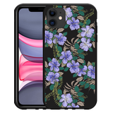 Hoesje Zwart geschikt voor iPhone 11 Purple Flowers
