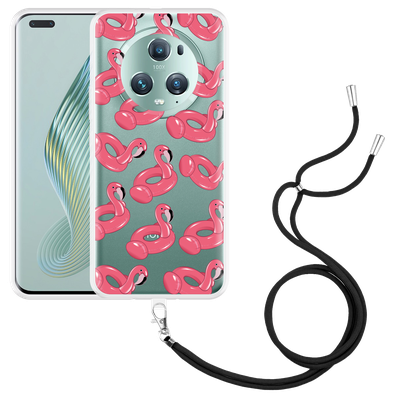 Cazy Hoesje met koord geschikt voor Honor Magic5 Pro Inflatable Flamingos