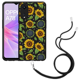 Hoesje met koord Zwart geschikt voor Oppo A78 5G Sunflowers
