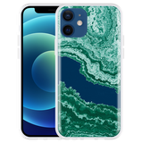 Hoesje geschikt voor iPhone 12 - Turquoise Marble Art