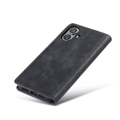 Caseme Hoesje geschikt voor iPhone 16 Plus - Retro Wallet Case - Zwart