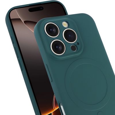 Cazy Soft Color TPU Hoesje geschikt voor iPhone 16 Pro - met Magnetische Ring - geschikt voor Magsafe - Groen