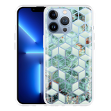 Hoesje geschikt voor iPhone 13 Pro - Groen Hexagon Marmer