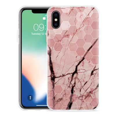 Cazy Hoesje geschikt voor iPhone X - Pink Marble