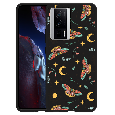 Cazy Hoesje Zwart geschikt voor Poco F5 Pro Magisch Patroon