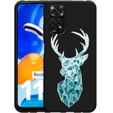 Hoesje Zwart geschikt voor Xiaomi Redmi Note 11/11S - Art Deco Deer