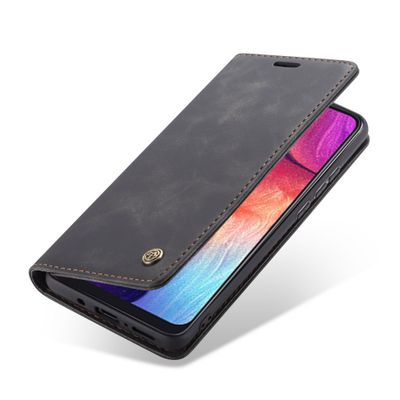 CASEME Samsung Galaxy A50 Retro Wallet Case - Zwart