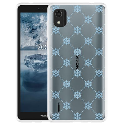 Cazy Hoesje geschikt voor Nokia C2 2nd Edition - Snowflake Pattern