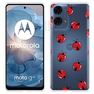 Cazy Hoesje geschikt voor Motorola Moto G04/G04s/G24/G24 Power Lieveheersbeestjes