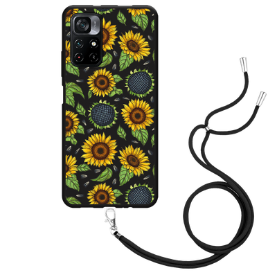 Cazy Hoesje met Koord Zwart geschikt voor Poco M4 Pro 5G - Sunflowers