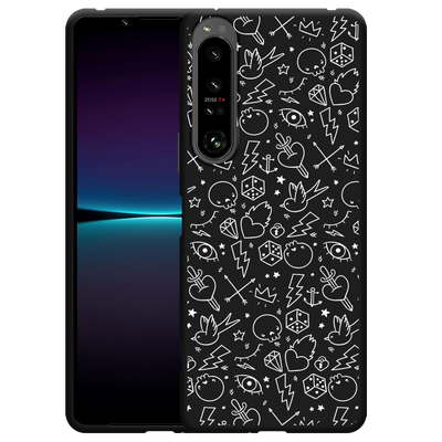 Cazy Hoesje Zwart geschikt voor Sony Xperia 1 IV - Tattoo