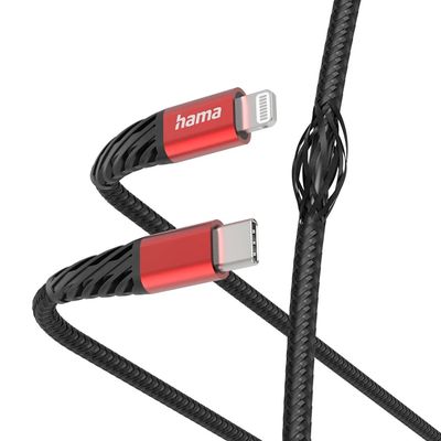 Hama Extreme USB-C naar Lightning Kabel - 150cm - Zwart/Rood