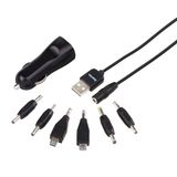 Hama Autolader Opladerset - USB naar 7 aansluitingen - 140cm - Zwart