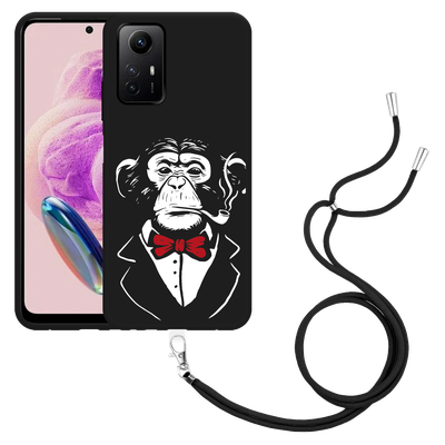 Cazy Hoesje met koord Zwart geschikt voor Xiaomi Redmi Note 12S 5G Smoking Chimp