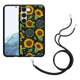 Hoesje met koord Zwart geschikt voor Samsung Galaxy S23 Sunflowers