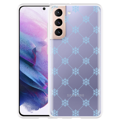 Cazy Hoesje geschikt voor Samsung Galaxy S21 - Snowflake Pattern
