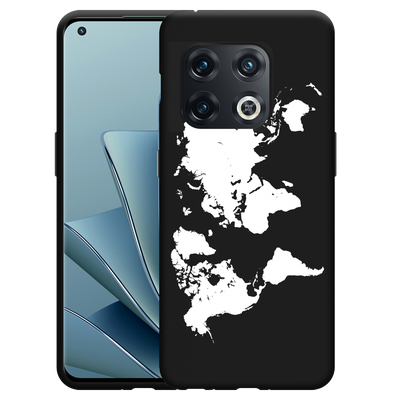 Cazy Hoesje Zwart geschikt voor OnePlus 10 Pro - World Map