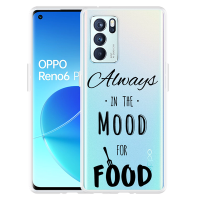 Cazy Hoesje geschikt voor Oppo Reno6 Pro 5G - Mood for Food Black