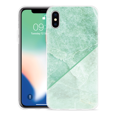 Cazy Hoesje geschikt voor iPhone X - Green Marble
