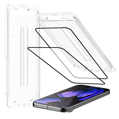 Cazy Screenprotector met Applicator geschikt voor iPhone 16 - Screenprotector van Gehard Glas - 2 Stuks