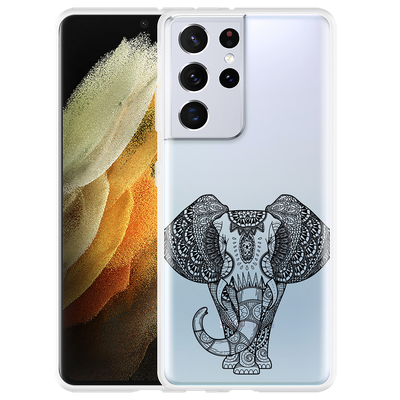 Cazy Hoesje geschikt voor Samsung Galaxy S21 Ultra - Mandala Elephant