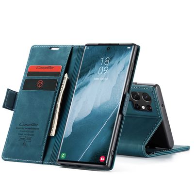 CASEME Samsung Galaxy S23 Ultra Retro Wallet Case - Blue