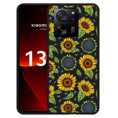 Cazy Hoesje Zwart geschikt voor Xiaomi 13T/13T Pro Sunflowers