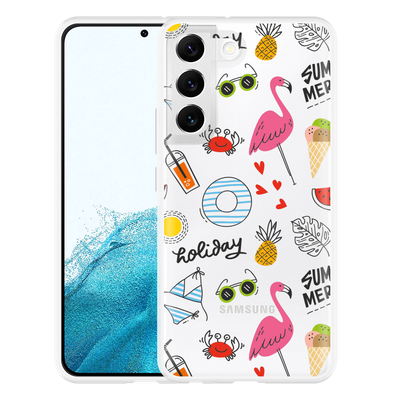 Cazy Hoesje geschikt voor Samsung Galaxy S22+ - Summer Flamingo