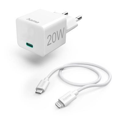 Hama 20W Snellader - USB-C (PD) - USB-C naar Lightning kabel - Wit