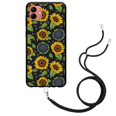 Cazy Hoesje met Koord Zwart geschikt voor Samsung Galaxy A04 - Sunflowers